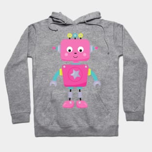 Cute Robot, Funny Robot, Silly Robot, Pink Robot Hoodie